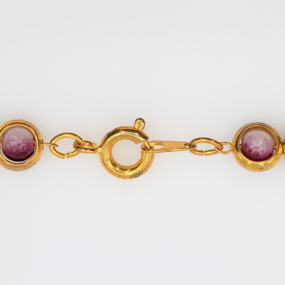 Vintage‎ Gold Toned Choker Necklace With Purple Ombre Beads-UV Light Glow Effect - Picture 4 of 5